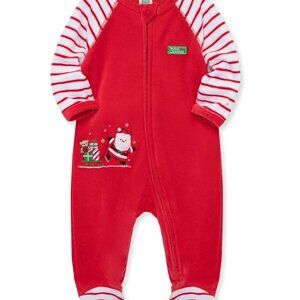 Little me Santa Velour Zip Footie 3 months